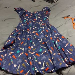 Pin up girl retro dress blue swing dress